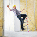 Hombre caida escalera en trabajo Tu Seguro Pro.